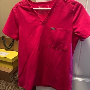 Figs Pink Short Sleeve scrub top and joggers